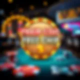 Illustration showing a digital bonus offer with casino chips and dollar signs