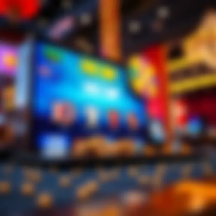 Illustration of a digital casino platform showcasing free chip promotions with Australian themed graphics