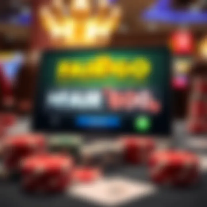 Illustration of online casino bonus offer displayed on a laptop screen with casino chips and cards around it