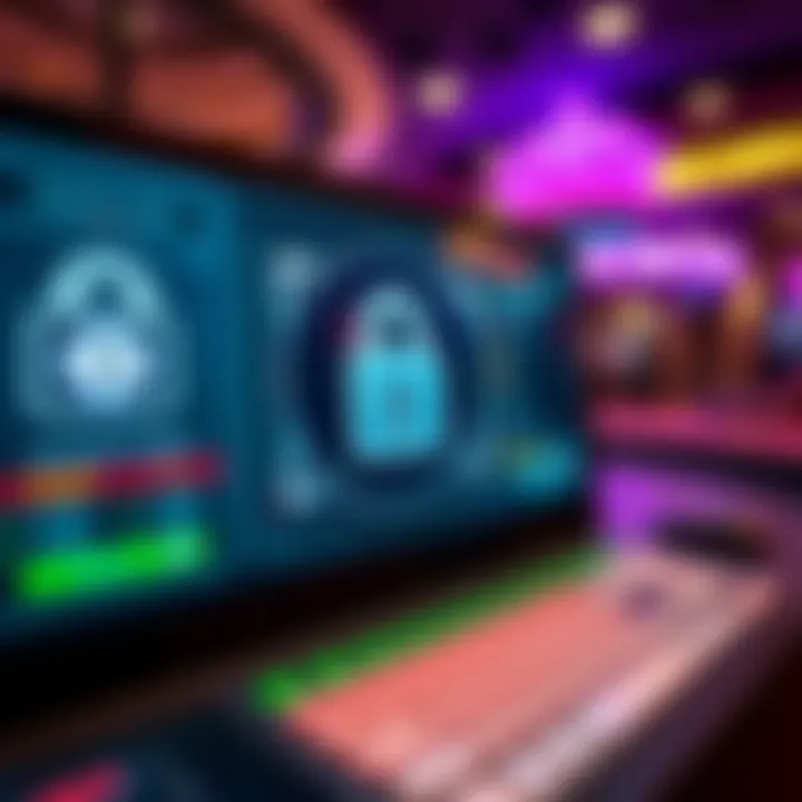 Secure online casino interface showing locked padlock icon and digital security elements