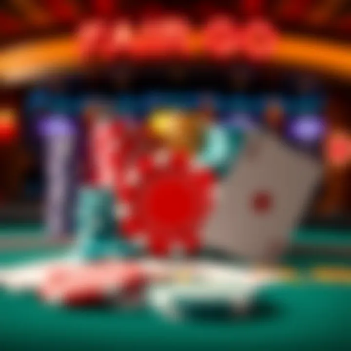 Illustration of colorful casino chips and playing cards representing online gaming bonuses