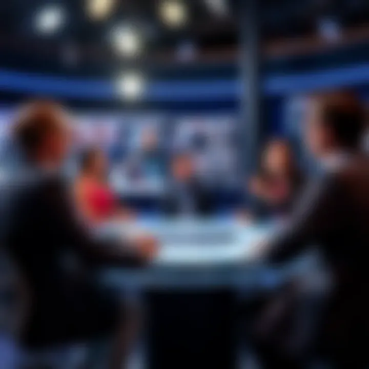 Television studio scene showcasing original Fair Go presenters engaging in lively discussion