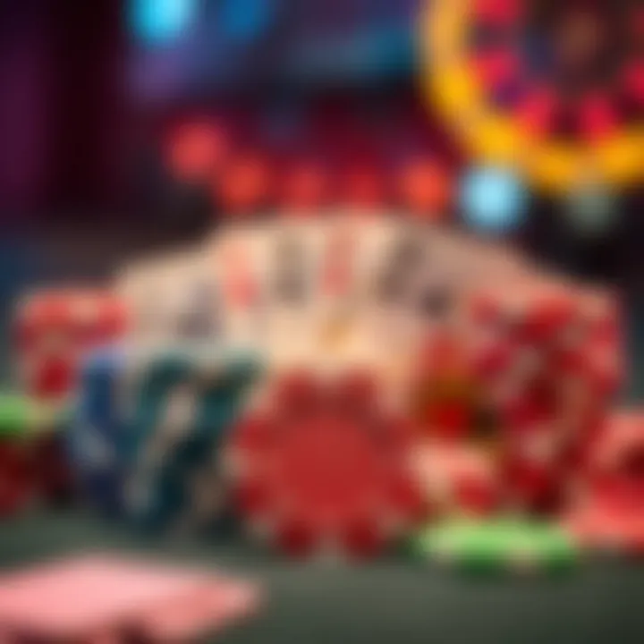 Colorful casino chips and playing cards symbolizing various FairGo Casino bonus options