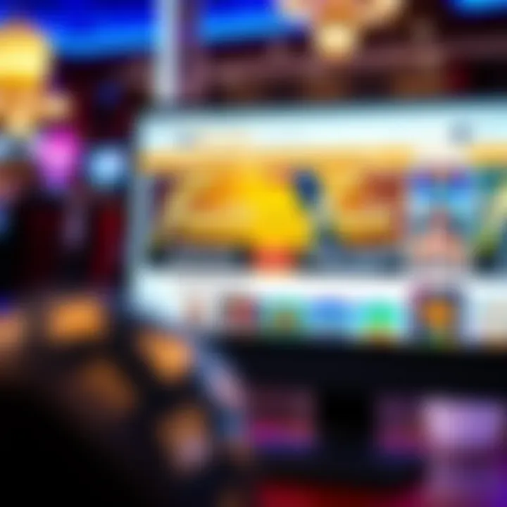 Desktop computer showing FairGo Casino website with download options and promotional banners