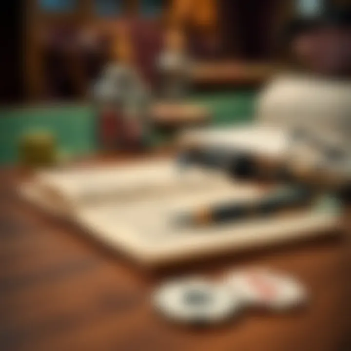 Open diary with handwritten notes and a pen resting on a wooden table, symbolizing personal gambling experiences