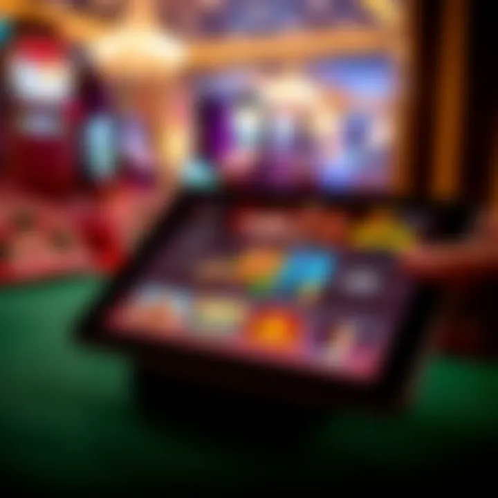 Tablet showing Fair Go Casino app interface with game options and navigation menu