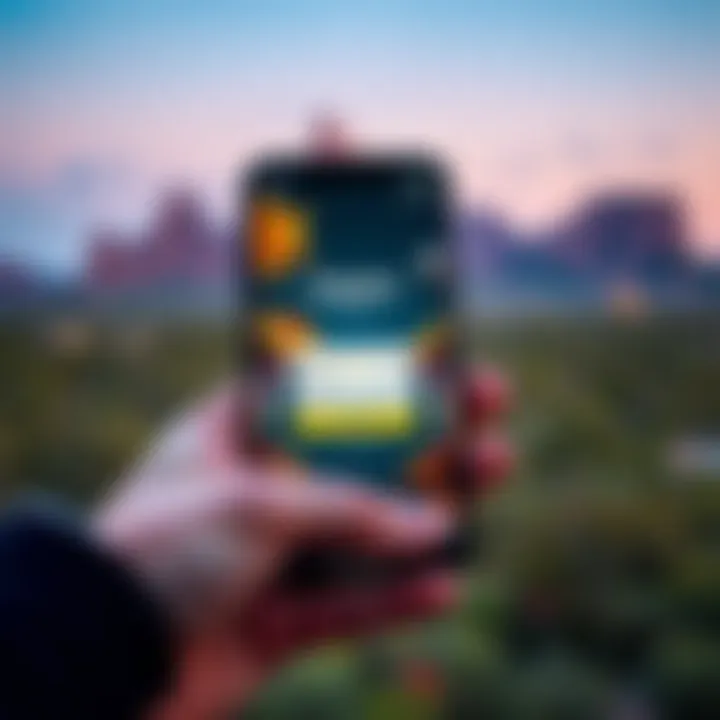 Mobile phone displaying Fair Go Casino app login screen with Australian landscape background