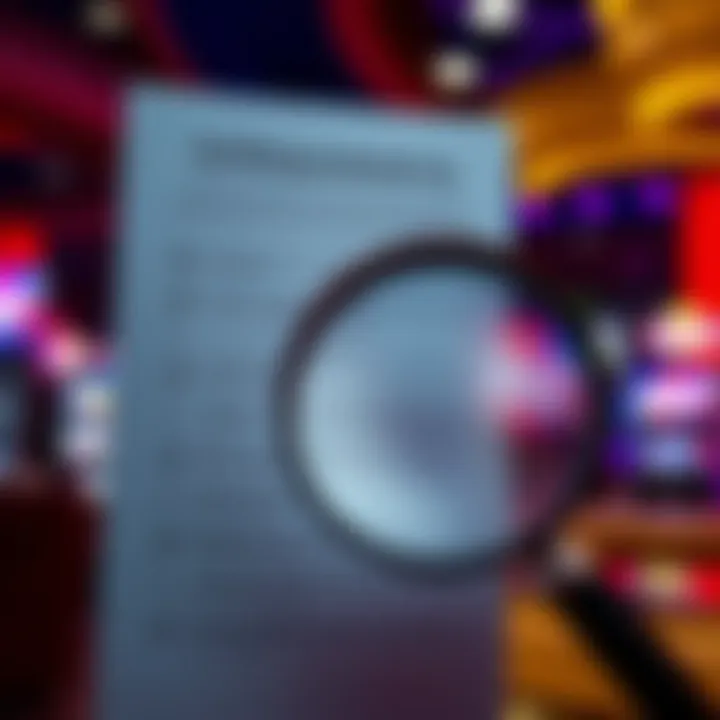Graphic showing a checklist and a magnifying glass highlighting terms and authenticity of casino coupon offers