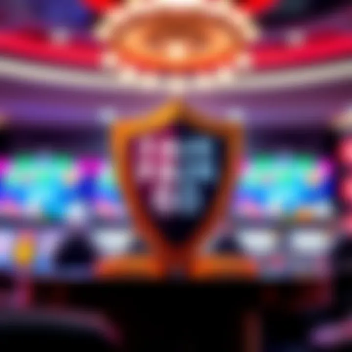 Illustration of secure online gambling with a shield and responsible play symbols