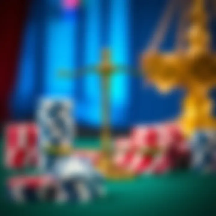 Illustration of responsible gaming concept with casino chips and a balanced scale symbolizing fair play