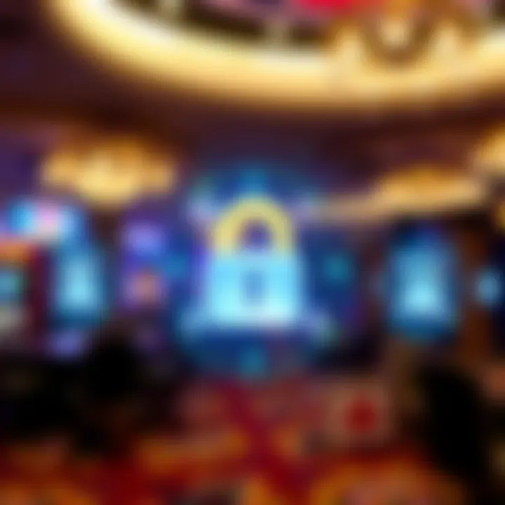 Graphic depicting secure digital encryption symbols representing safe and legal use of downloadable casino software in Australia
