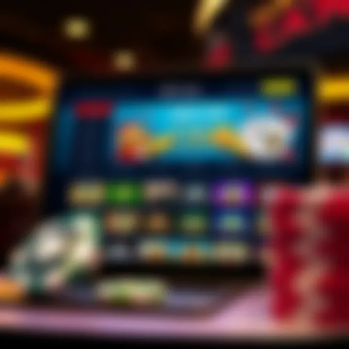 Online casino interface showcasing free chip offers and game selection