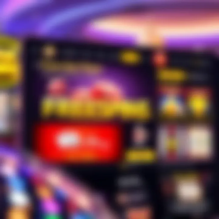 Online casino interface showcasing free spins bonus offer and game options