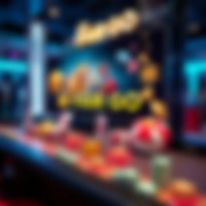 Illustration showing a digital casino interface with Australian icons and gaming elements