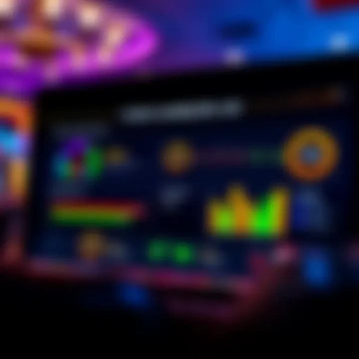 Interactive dashboard displaying gambling statistics and responsible play indicators