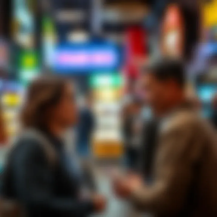 A television reporter interviewing a local business owner in New Zealand