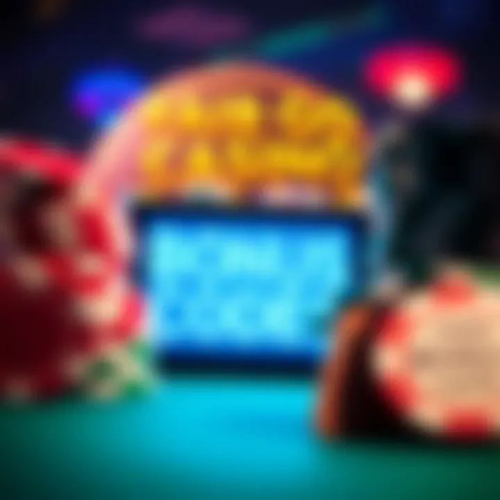 Illustration showing a selection of casino chips and a digital code symbolizing bonus codes at an online casino