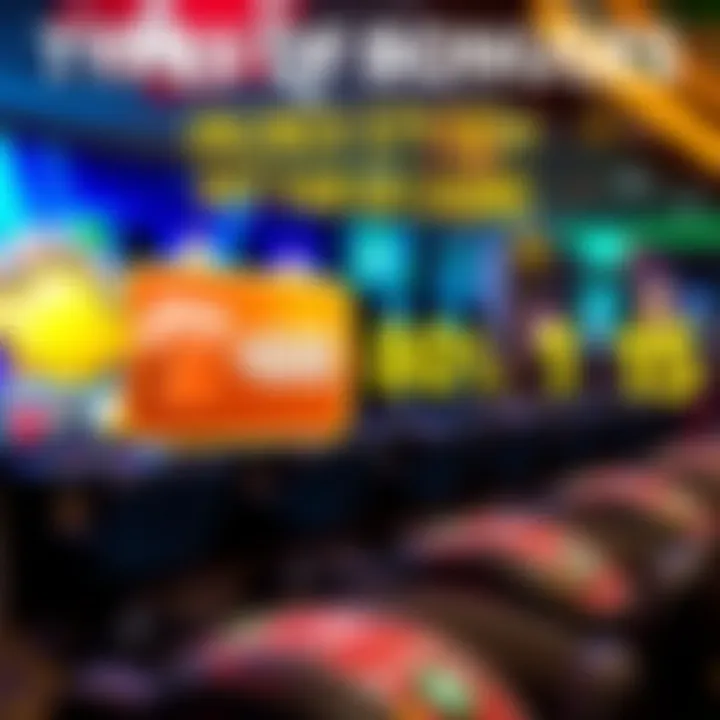 Graphic depicting various casino game icons with a highlighted bonus indicator representing different types of casino bonuses