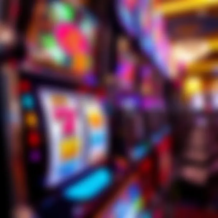 Colorful slot machine reels spinning with various casino symbols on display
