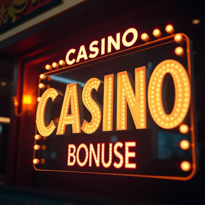 A glowing casino sign highlighting exclusive sign up bonuses and promotional offers