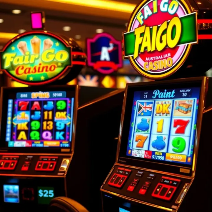Colorful assortment of slot machine reels displaying various symbols with Australian theme