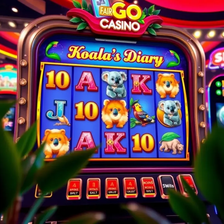 Colorful Koala's Diary slot game interface showcasing Australian wildlife theme with reels and symbols