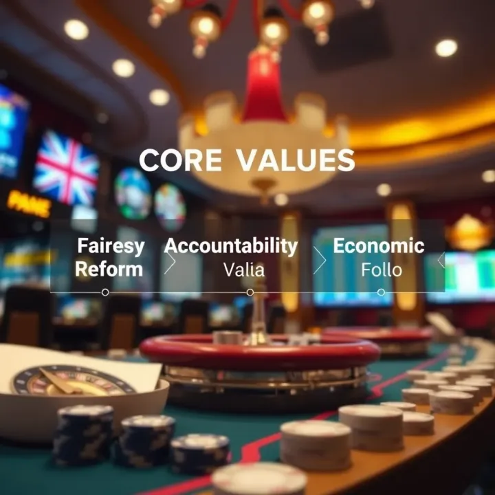 Conceptual graphic showing key values of fairness, accountability, and economic reform