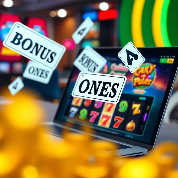 Illustration showing digital bonus codes floating over a laptop with casino game symbols on the screen