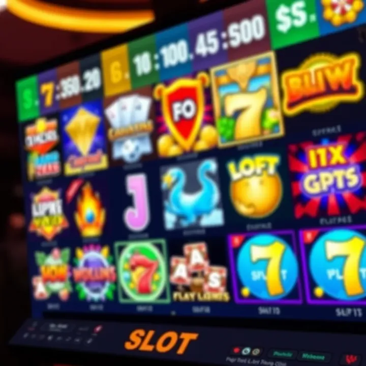 Colorful online casino slot games displayed on a digital interface