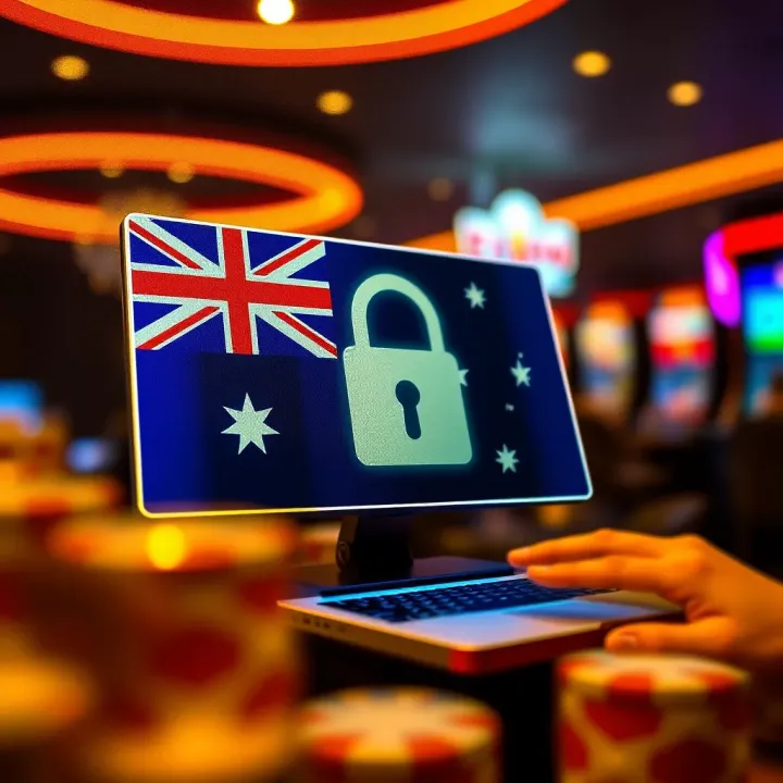 Secure digital transaction with Australian flag symbolizing safe withdrawal of winnings