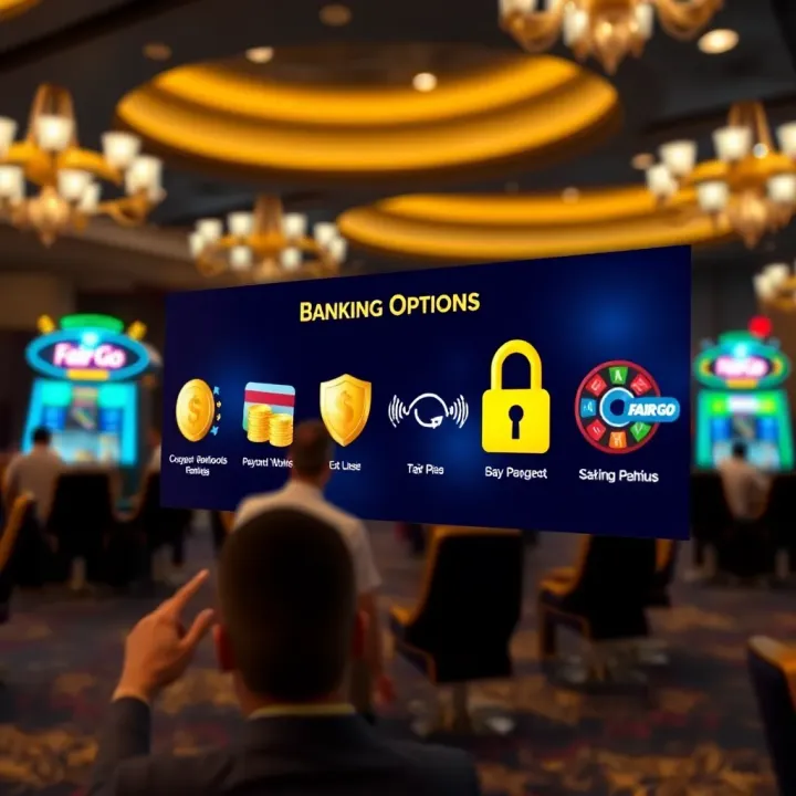 Secure online banking icons representing payment methods and safe transactions in a casino setting