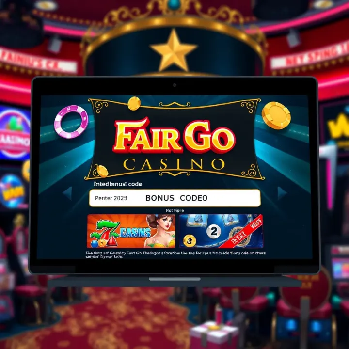 Digital interface showing bonus code entry screen with casino-themed graphics