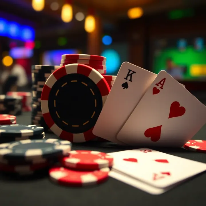 Bright casino chips and playing cards illustrating online casino bonuses