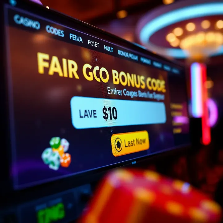 Close-up of a digital bonus code entry screen on a casino website