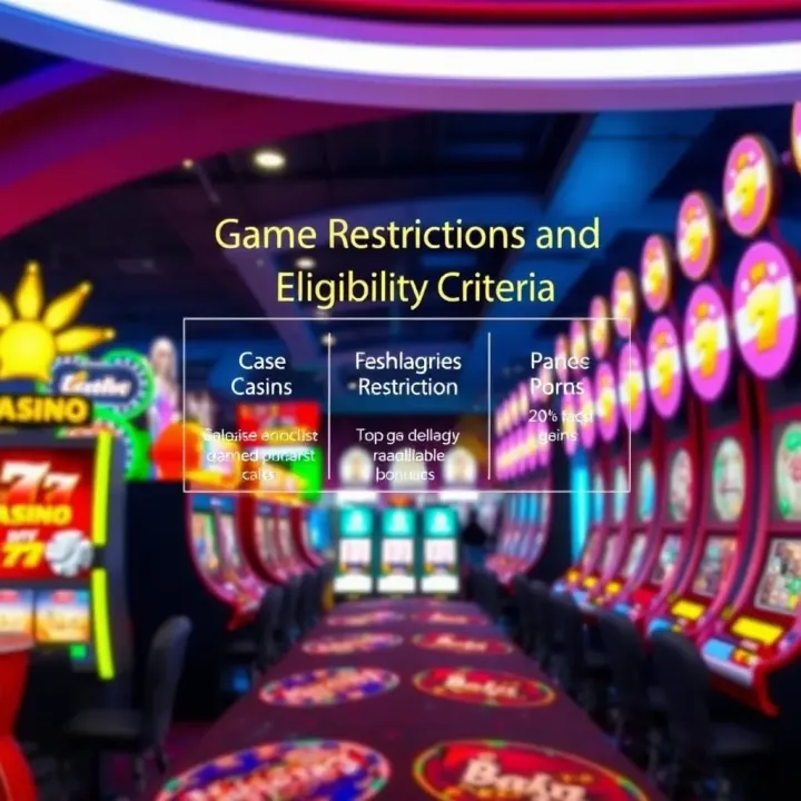 Visual representation of various casino games indicating game restrictions and eligibility for bonus use