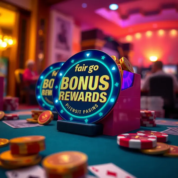Digital tokens and casino elements symbolizing bonus rewards