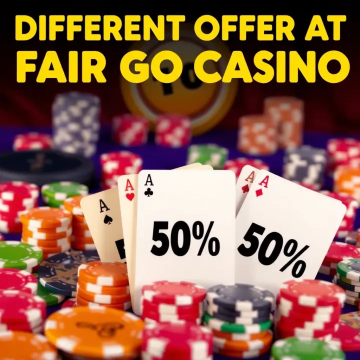 Different Bonus Offers at Fair Go Casino Illustration showing various bonus types available at Fair Go Casino with a backdrop of casino chips and cards