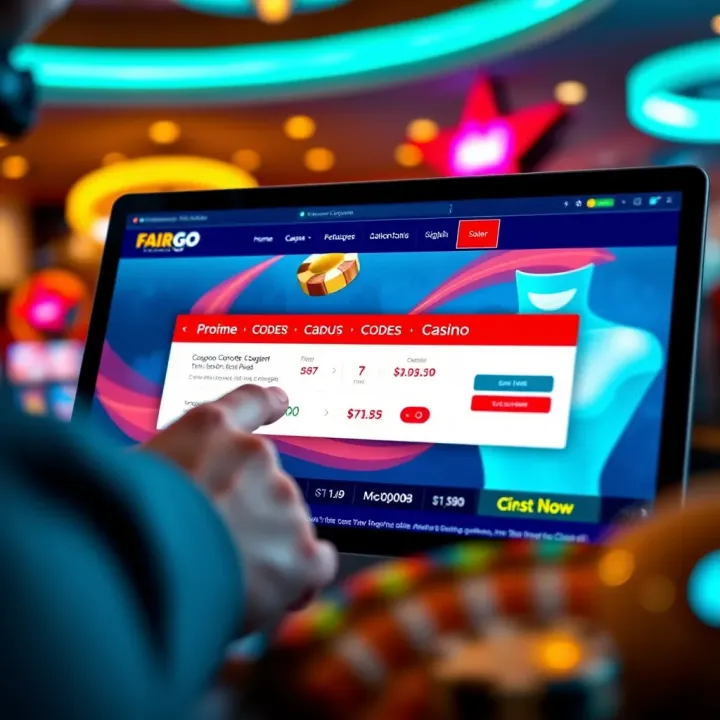 Illustration of a digital coupon code being entered on an online casino website