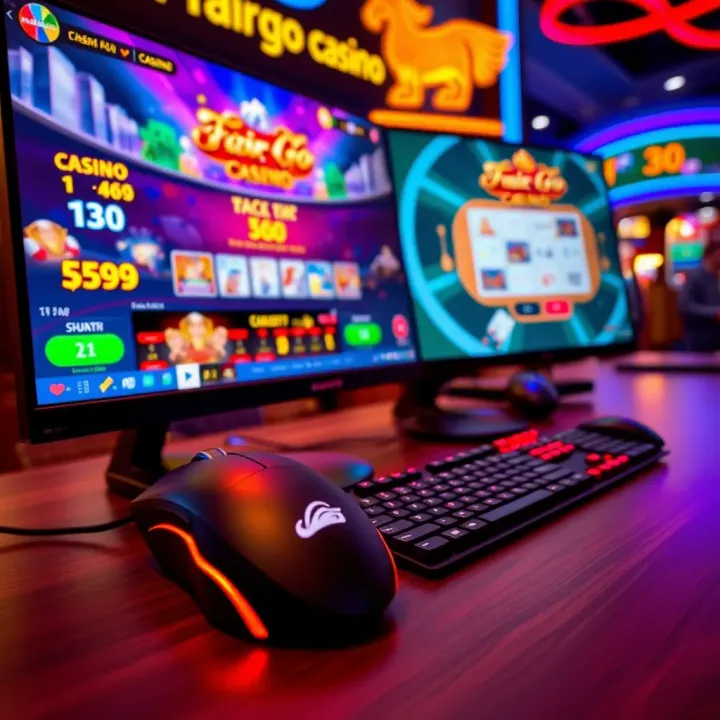 Desktop setup with gaming mouse and keyboard showing smooth casino gameplay on computer screen