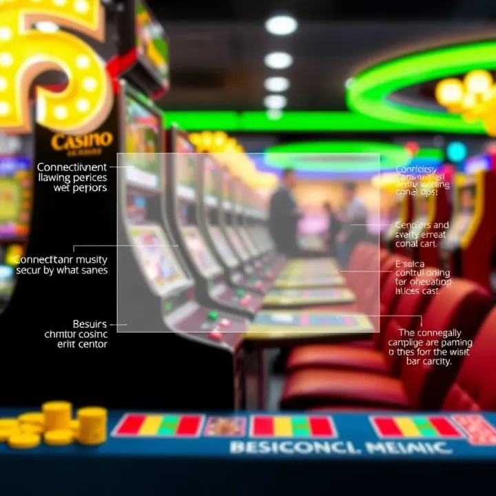 Security and Operational Features of the Casino Gaming Device Technical diagram illustrating the connectivity and security features of a casino gaming device