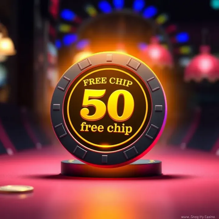 Fair Go Casino Free Chip Bonus Highlight Illustration showing a casino chip glowing with a golden aura symbolizing a free bonus offer