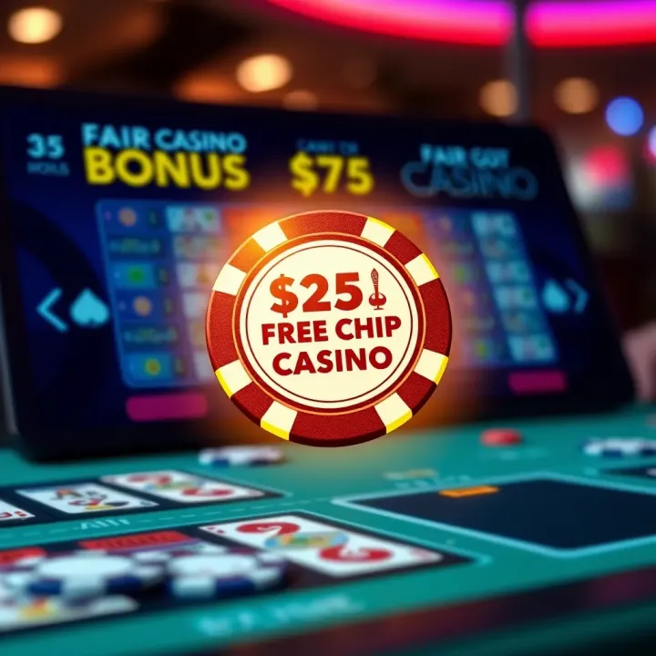 Visual Representation of Fair Go Casino Free Chip Bonus Illustration of a casino chip glowing over a digital background symbolizing an online bonus offer