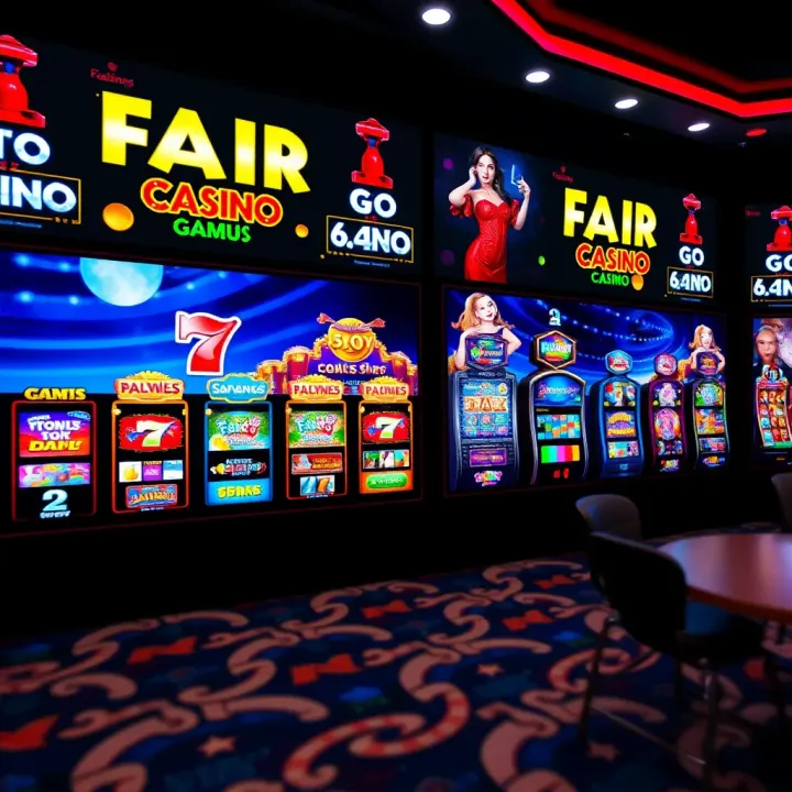 Overview of Fair Go Casino game selection showcasing slot machines and table games on a digital platform
