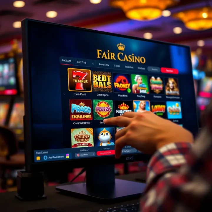 Fair Go Casino Game Selection Interface User navigating Fair Go Casino interface on a desktop screen showing game selections