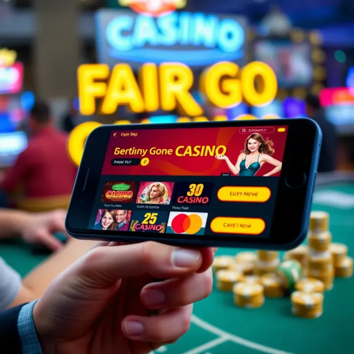 Fair Go Casino Mobile Play and Payment Features Smartphone displaying Fair Go Casino mobile interface with bonus offers and payment options