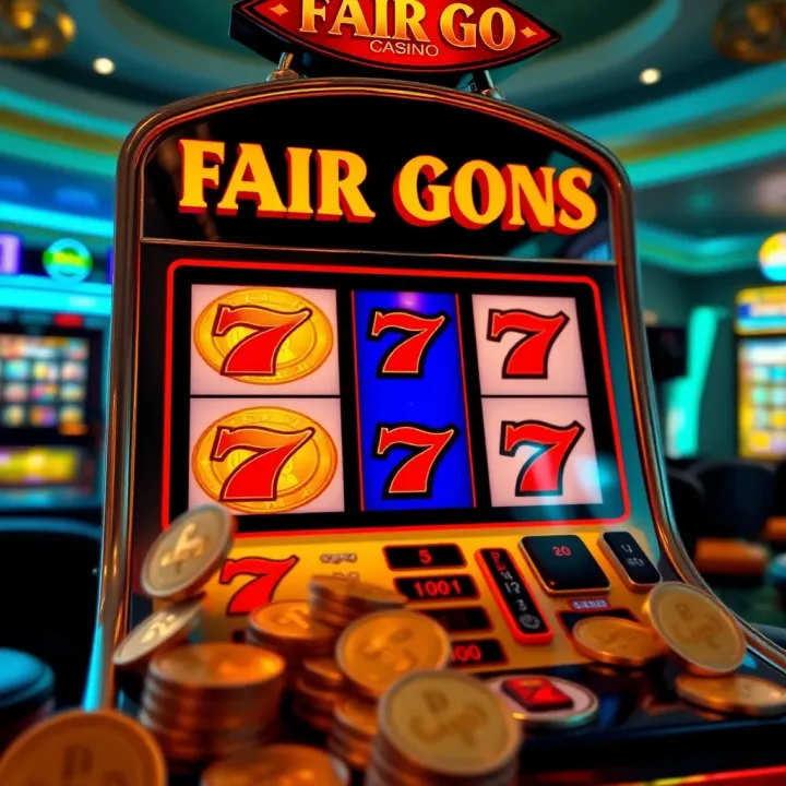Slot machine with lucky symbols and bonus coins at Fair Go Casino