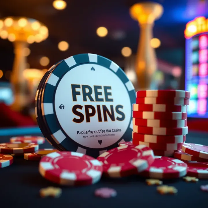 Digital code and casino chips representing no deposit free spin bonus offers