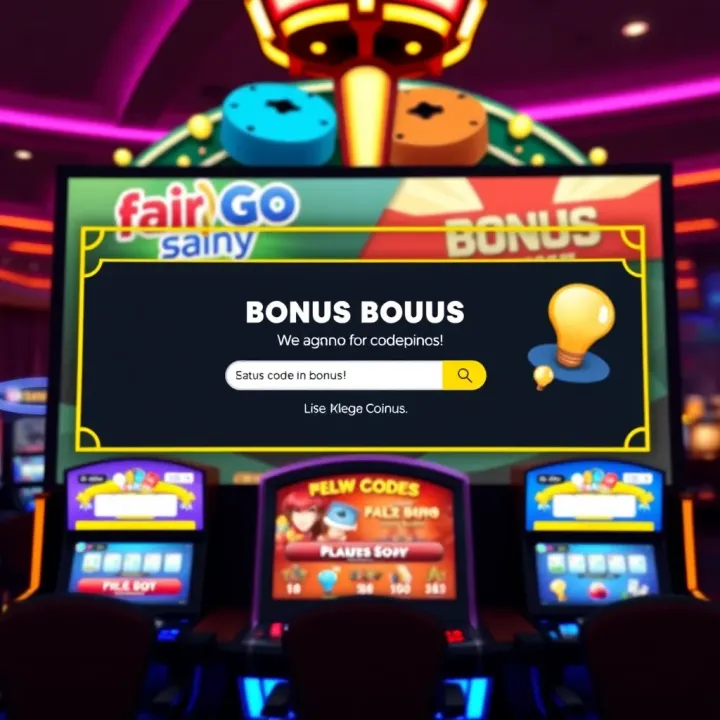 Online casino interface showing bonus code entry and promotional banners