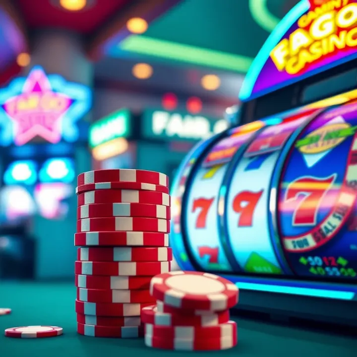 Bright casino chips and a spinning slot machine representing no deposit bonuses