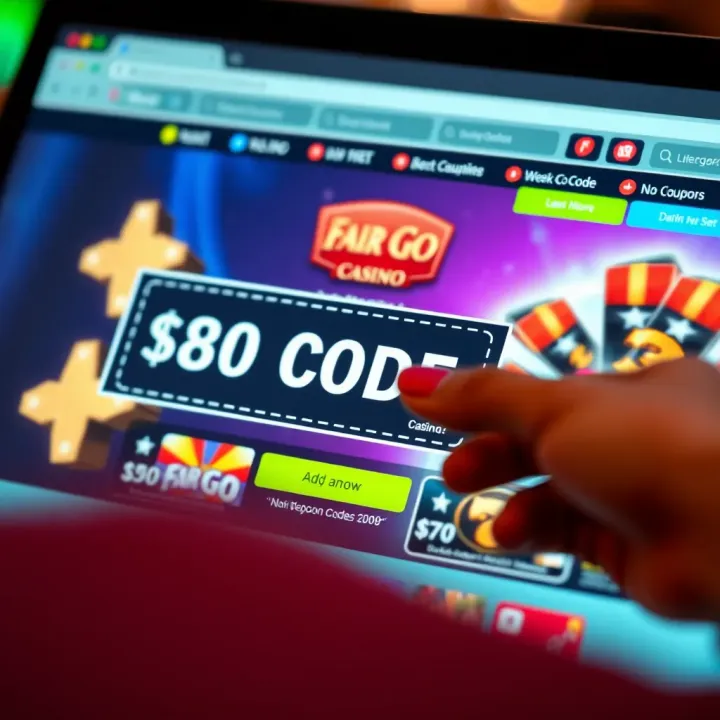 Illustration of a digital coupon code being redeemed on a casino website